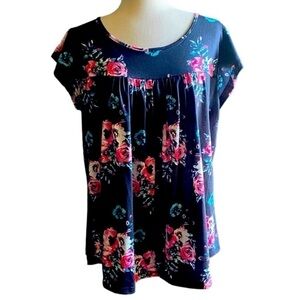 NWT-BEDOAR-BLACK FLORAL TOP-SIZE LARGE